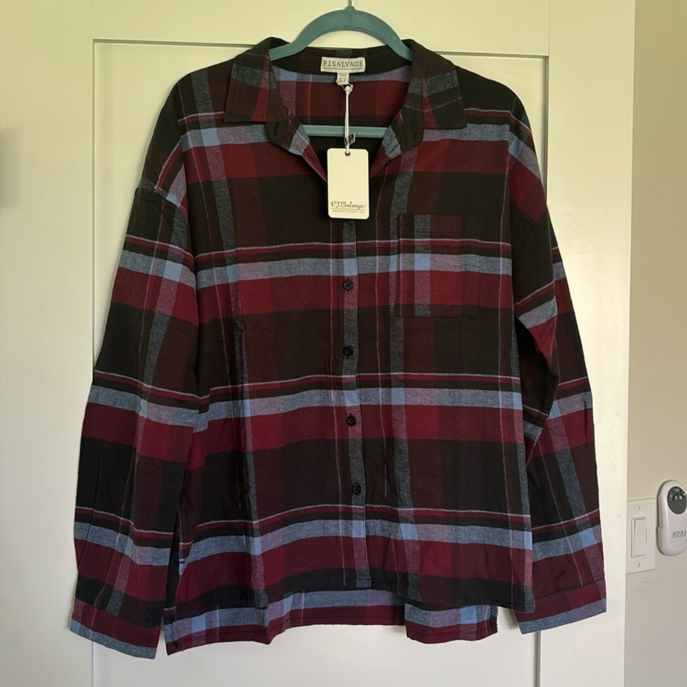 NWT PJ Salvage flannel top